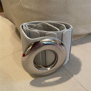 Modern Silver and Gray Leather Belt❤️L